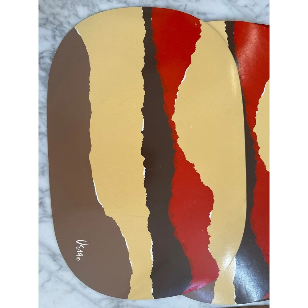 VTG 70's Vera Neumann Abstract Southwest Placemats Set of 6 Brown Red Tan MCM